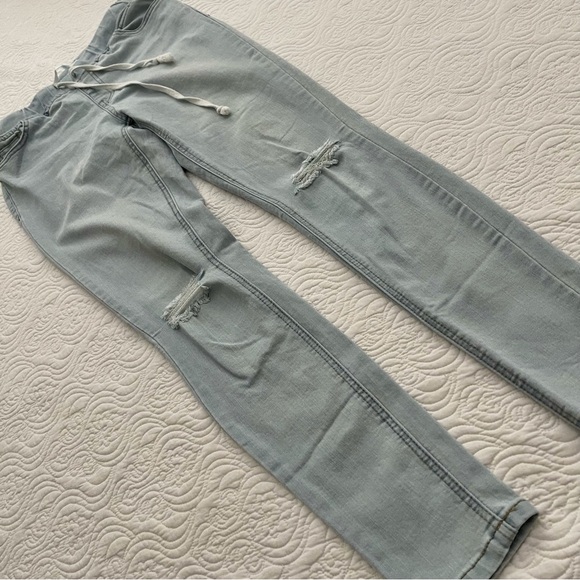 Highway Jeans Pull On Tie Waist Light Wash Jean Jeggings Size Small - Picture 3 of 12